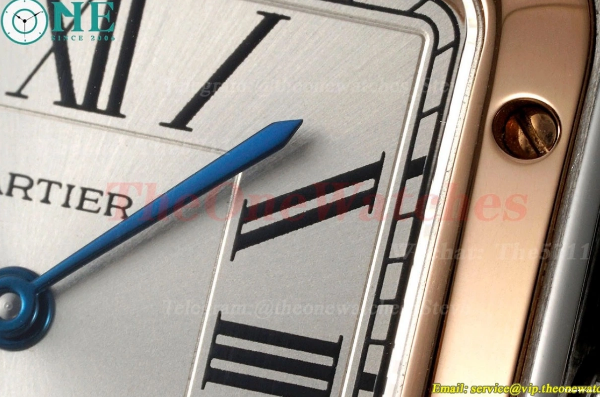 Dumont Santos Silver RG Quartz AF Dial Red SA 0408